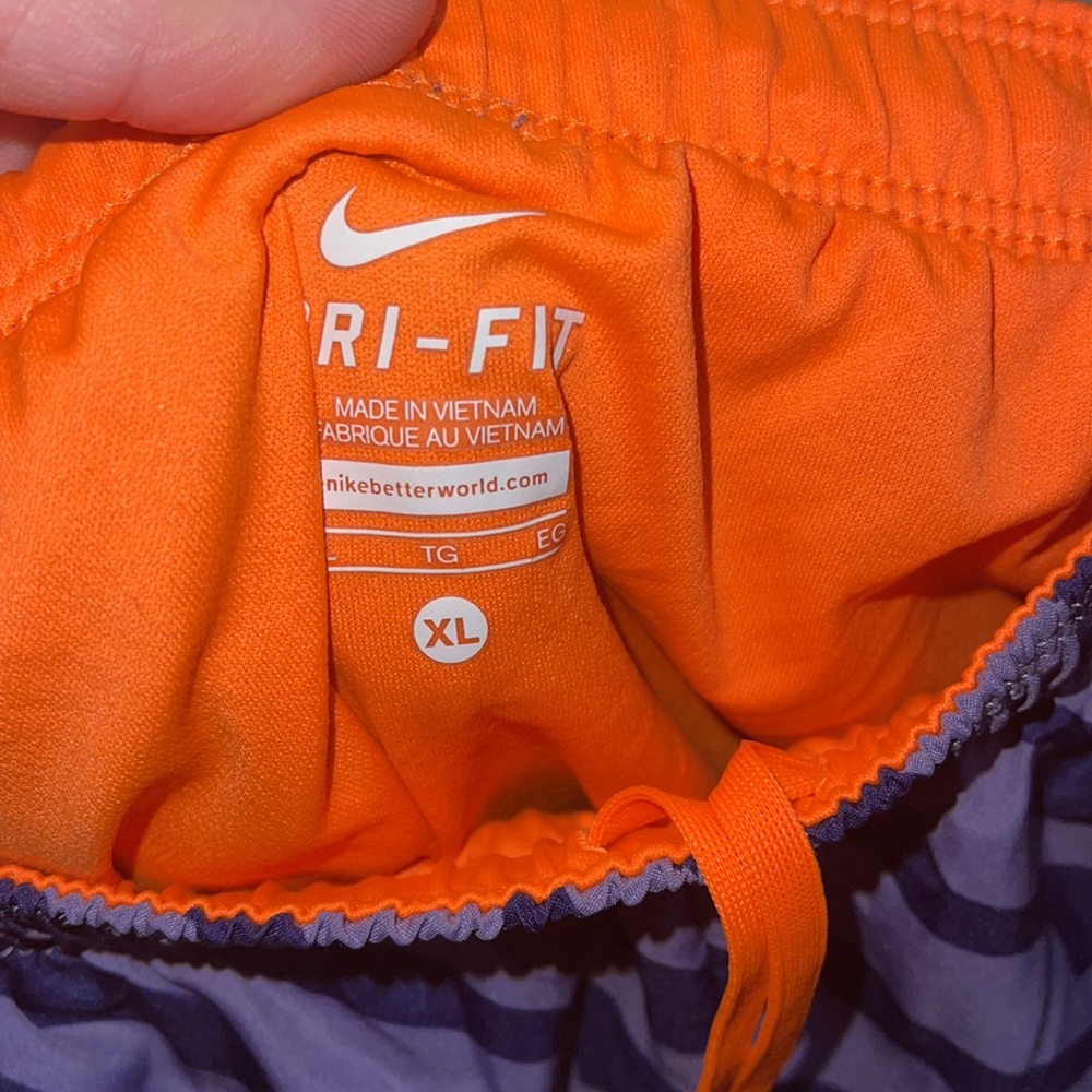 NWOT Nike dri fit purple leopard shorts with neon trim drawstring size xl cute - Picture 4 of 6